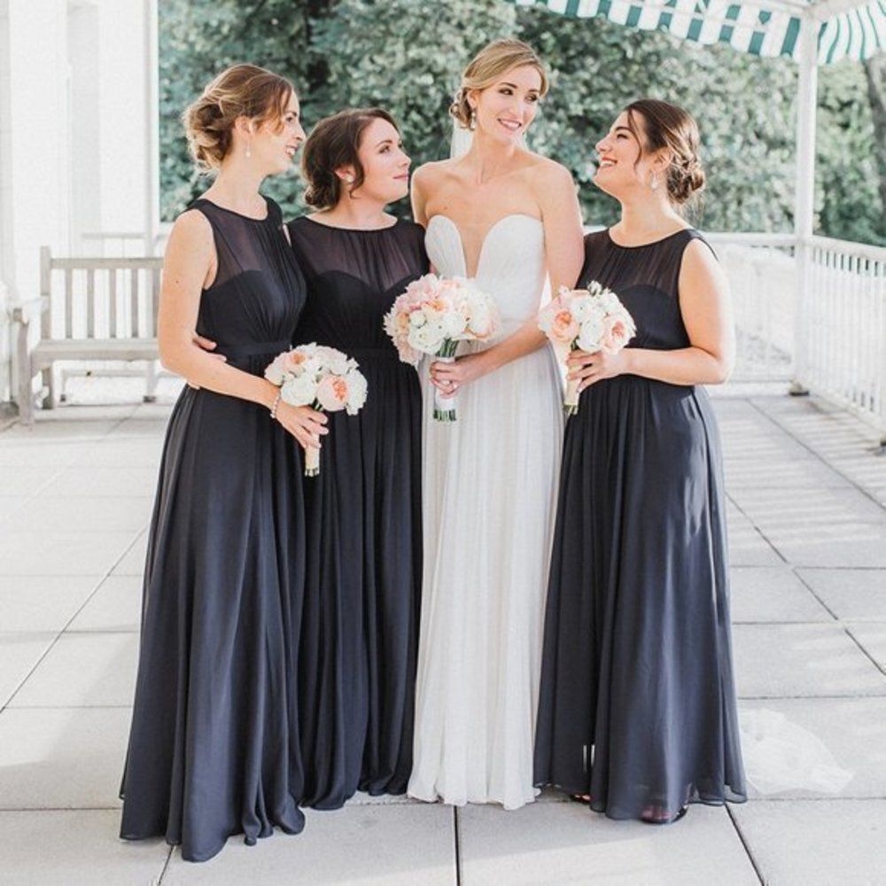 Jenny Yoo Elizabeth Dress Size 2 Navy Blue Bridesmaid Formal Wear NEW Flaws - Picture 8 of 9